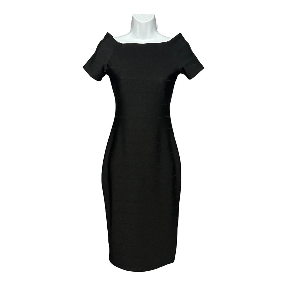 Fashion Nova Cowl Neck Dress Midi Bandage Zipper Black Clubwear Small